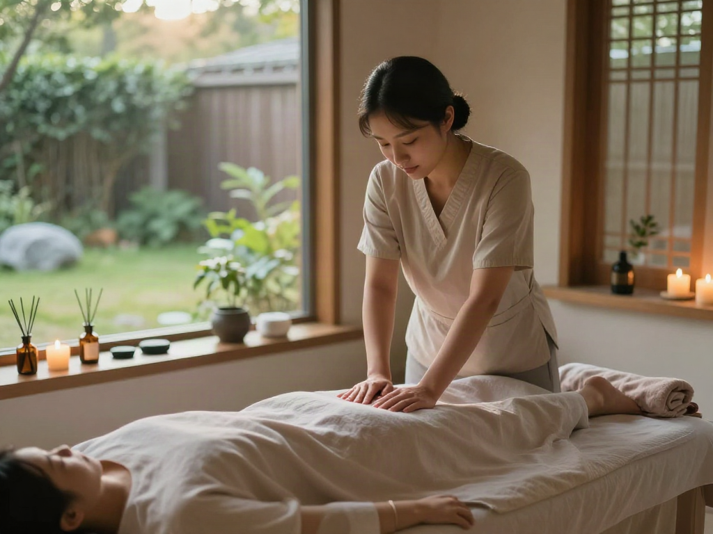 Relaxing massage therapy session showcasing 남동구출장마사지 benefits in a serene studio environment.